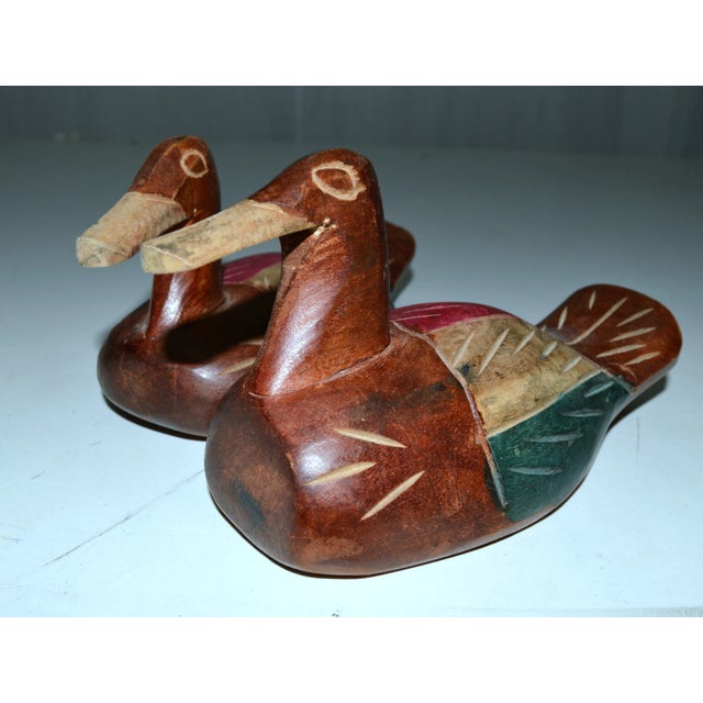 Rustic Carved Wooden Decoys - A Pair For Sale - Image 3 of 10
