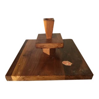 1980s Wooden Walnut Lazy Susan For Sale