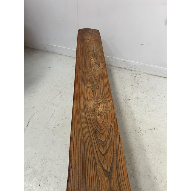 Farmhouse Table Bench in Elm For Sale - Image 6 of 12