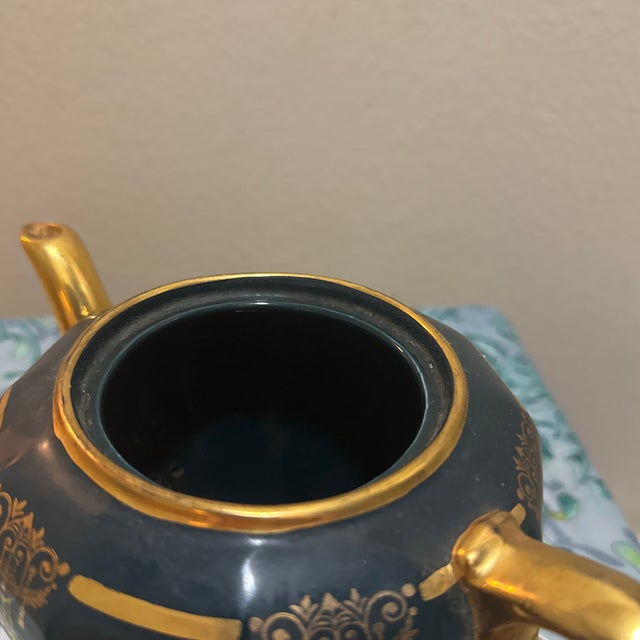 Vintage Sadler Black and Gold Ceramic Teapot For Sale - Image 4 of 5