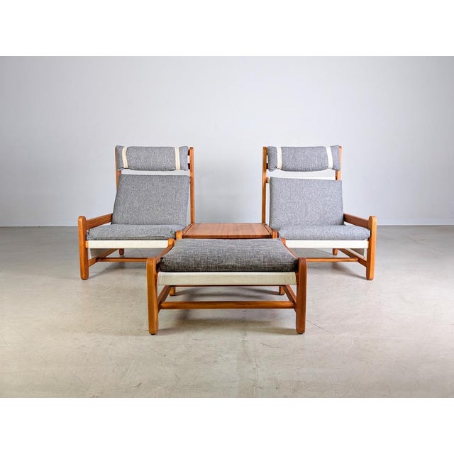 Niels Eilersen Vintage Chairs with Connecting Table & Ottoman by Niels Eilersen, Set of 4 For Sale - Image 4 of 16