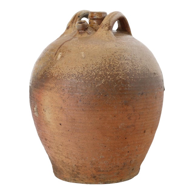 Antique French Glazed Terracotta Jug For Sale