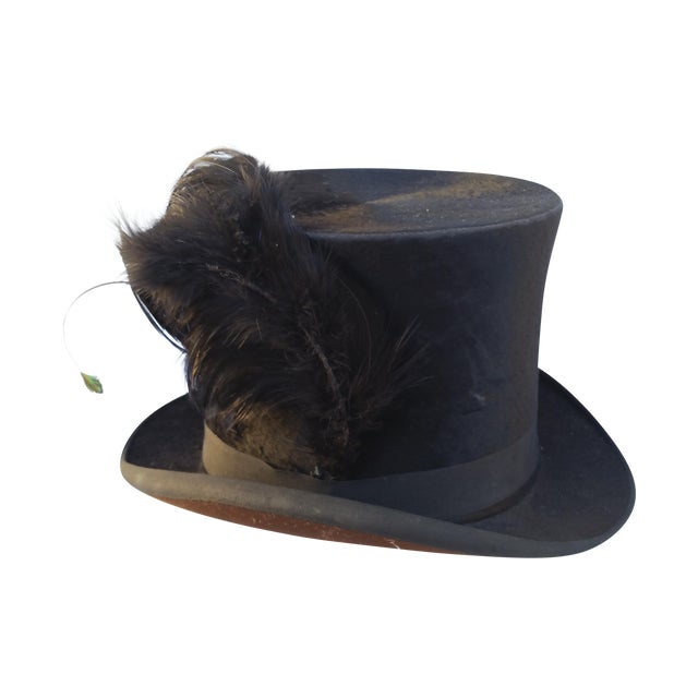 Victorian Beaver Top Hat With Feather Chairish