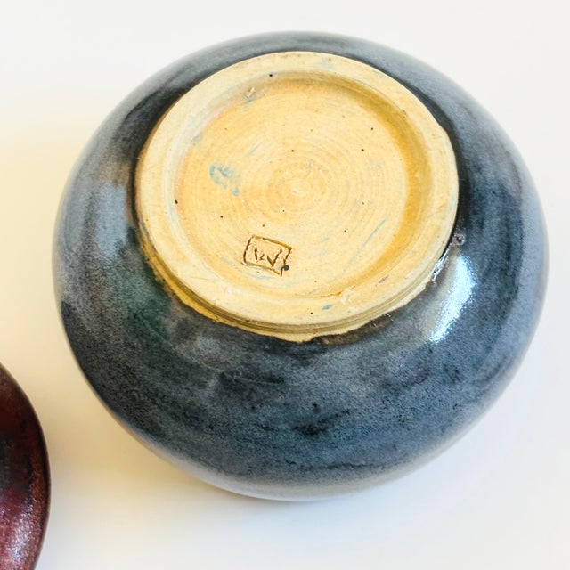 Vintage Two Toned Studio Pottery Container For Sale - Image 9 of 9