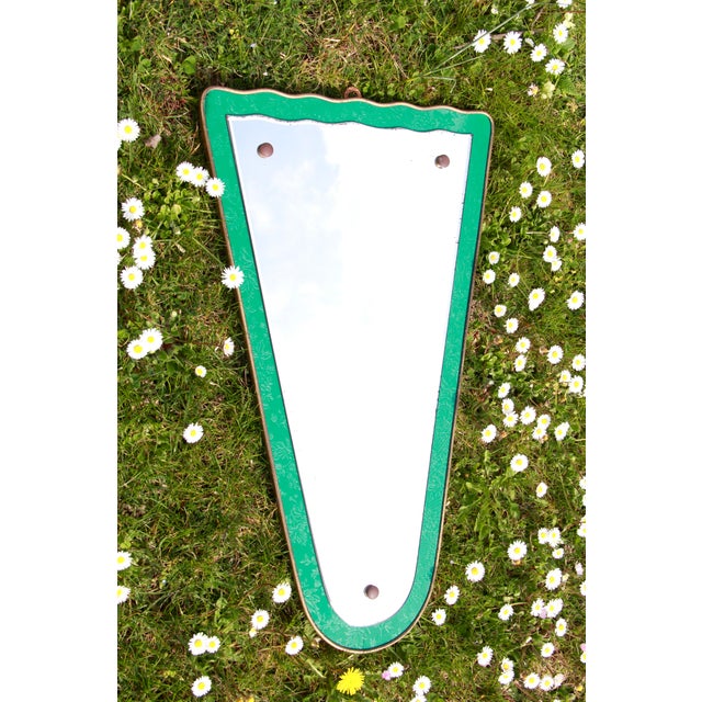 Green Vintage Italian Brass Mirror, 1950s For Sale - Image 8 of 13