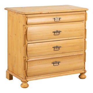 19th Century Danish Pine Chest of Four Curved Drawers For Sale