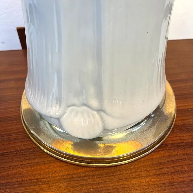 Ceramic Table Lamp with Rattan Diffuser, Italy, 1960s For Sale - Image 9 of 10