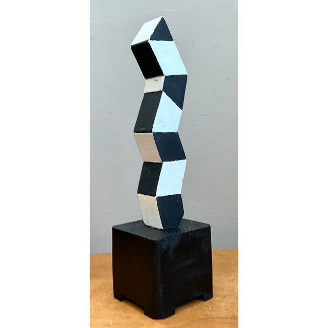 Vintage Geometric Wood Sculpture For Sale - Image 10 of 12