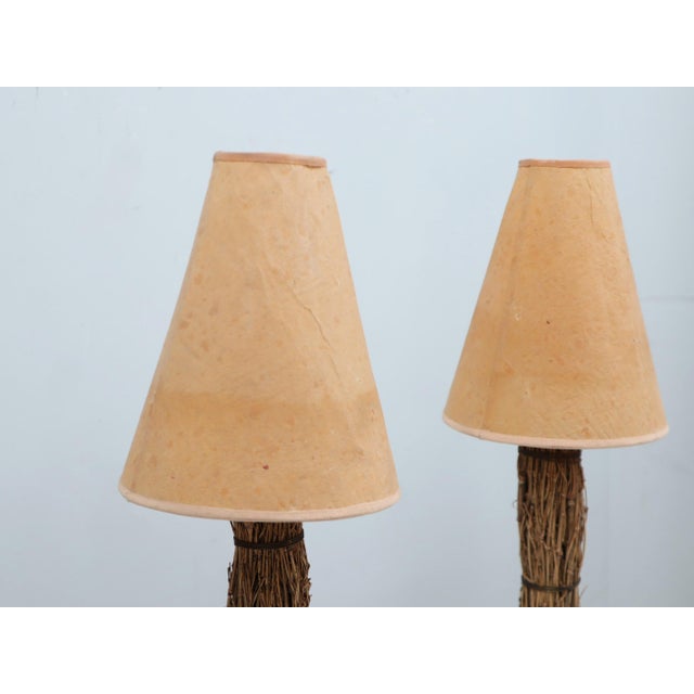 Italian Table Lamps in Raffia & Parchment, 1970s, Set of 2 For Sale - Image 10 of 13