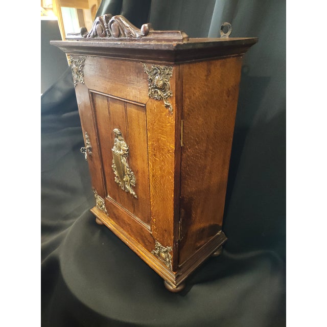 Traditional 19th Century French Renaissance Revival Heraldic Knight Cabinet / Comtoise Clock Case For Sale - Image 3 of 13