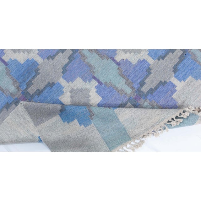 Doris Leslie Blau Vintage Swedish Flat Woven Rug by Judith Johansson For Sale - Image 10 of 11