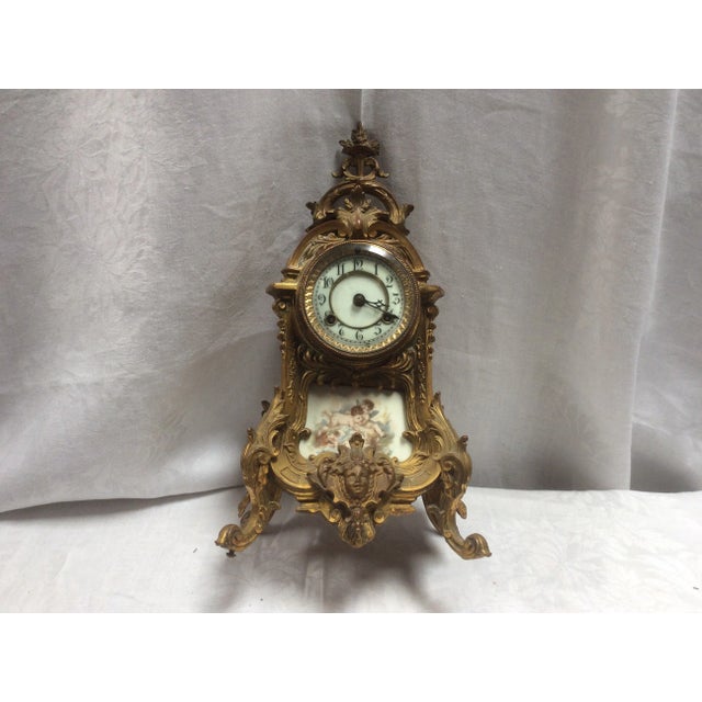 Antique Porcelain French Clock With Angels For Sale In San Antonio - Image 6 of 7