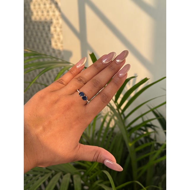 Not Yet Made - Made To Order Modern 14k Gold Toi Et Moi Ring Size 4 With 1.45ct Blue Sapphire & Diamonds For Sale - Image 5 of 16