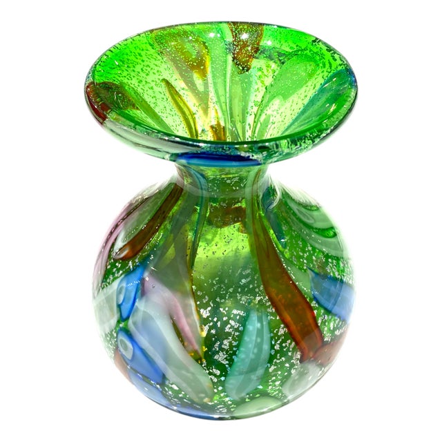 Mid-Century Modern Murano Arte Vetraria Muranese AVeM Hand Blown Tutti Frutti Art Glass Vase For Sale - Image 3 of 15