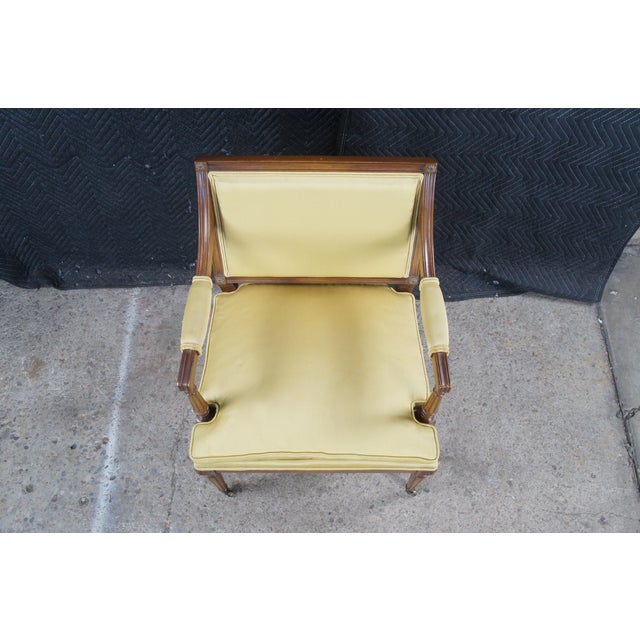 Hickory Furniture Late 20th Century Hickory Chair Co. Louis XVI French Directoire Mahogany Green Fauteuil Armchair For Sale - Image 4 of 12