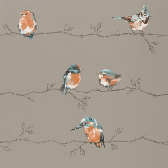 Harlequin Perisco Wallpaper in Tangerine/Duckegg For Sale