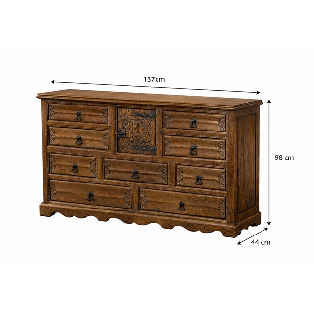 Antique Chest of Drawers in Black Forest Carved Oak, 1800s For Sale - Image 9 of 10