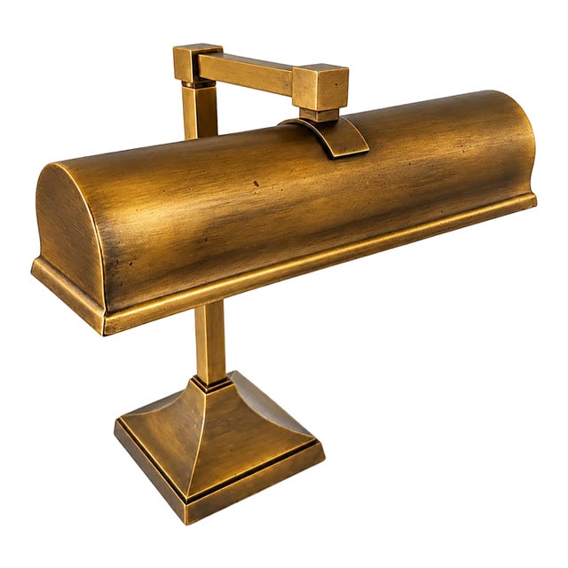 2010s Aged Brass Bankers or Library Lamp For Sale