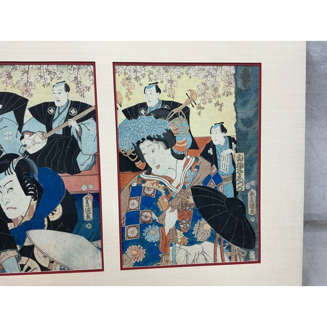 19th Century Utagawa Kunisada (Toyokuni Iii) Kabuki Actor Ukiyo-E Triptych For Sale - Image 5 of 17