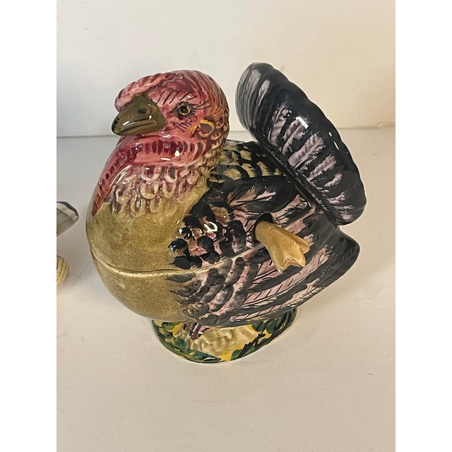 1950s 1950s Thanksgiving Turkey 3 PCS Italian Ceramic Set For Sale - Image 5 of 8