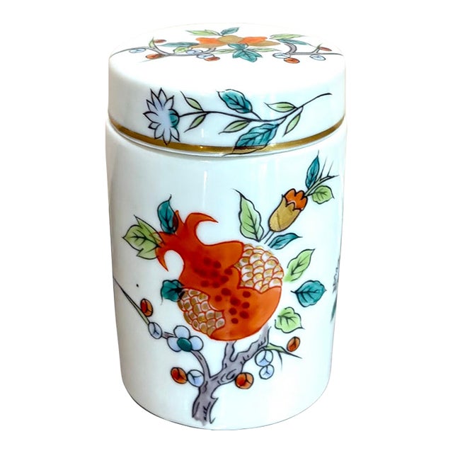 Asian Ceramic Cylindrical Box For Sale