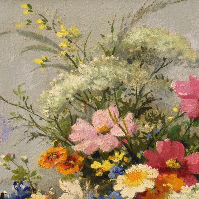Maurice Alfred Decamps, Still Life with Spring Flowers, 20th Century, Oil on Canvas For Sale - Image 6 of 11