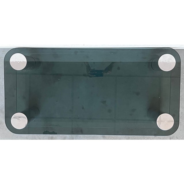 Chrome Mid-Century Modern Tubular Chrome Two Tier Coffee Table With Smoked Glass Top For Sale - Image 8 of 9