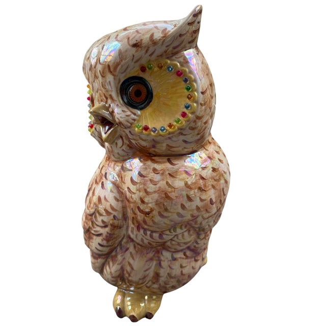 Late 20th Century Large Vintage Tonalá Mexican Folk Art Owl Sculpture, Signed r.a.f. For Sale - Image 5 of 6