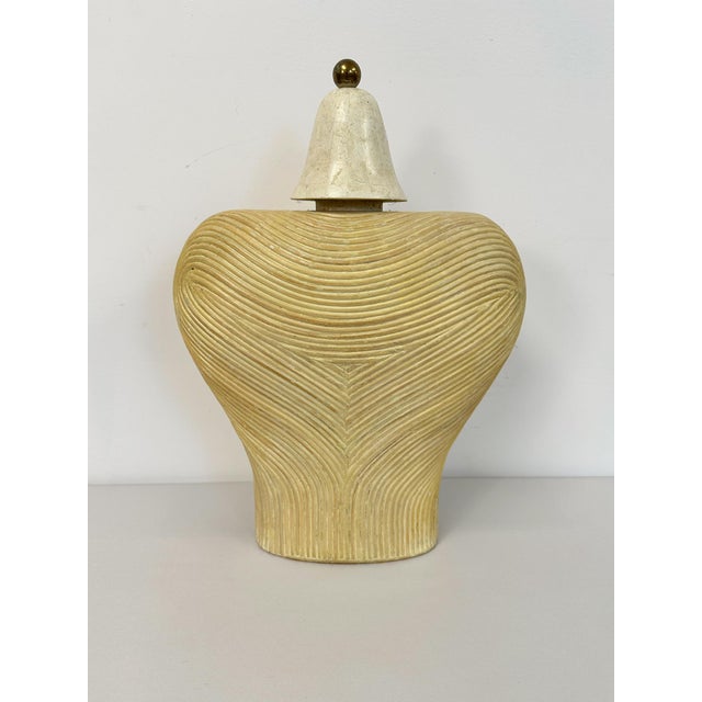 Late 20th Century Late 20th Century Pencil Reed Tessellated Stone Bust Statue Hollywood Regency Coastal Handmade For Sale - Image 5 of 11