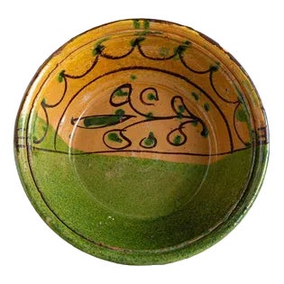 Yellow & Green Bowl in Nabeul Pottery, Early 20th Century For Sale