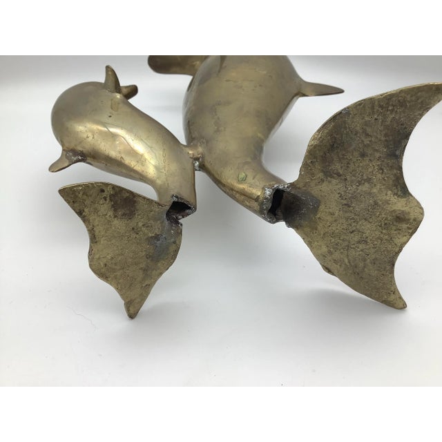 1960s Mom and Baby Brass Dolphins Figurine For Sale In Sacramento - Image 6 of 13