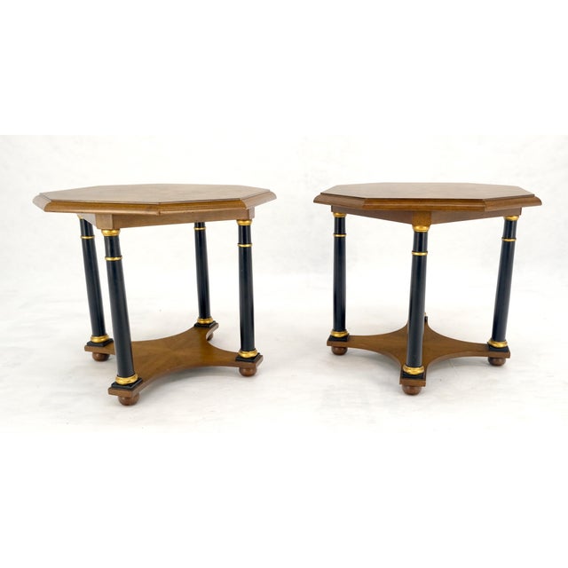 Pair of Baker Neoclassical Octagon Shape End Side Lamp Tables Stands MINT! For Sale - Image 6 of 12