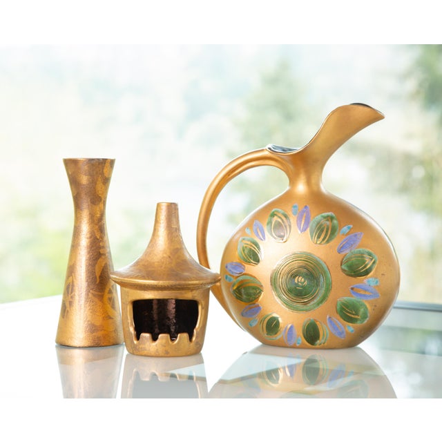 Ceramic Sascha Brastoff Gold Ceramic Pitcher For Sale - Image 7 of 7