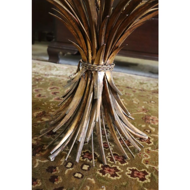 Art Deco 1950s Gilt Metal Wheat Sheath Side Table For Sale - Image 3 of 4