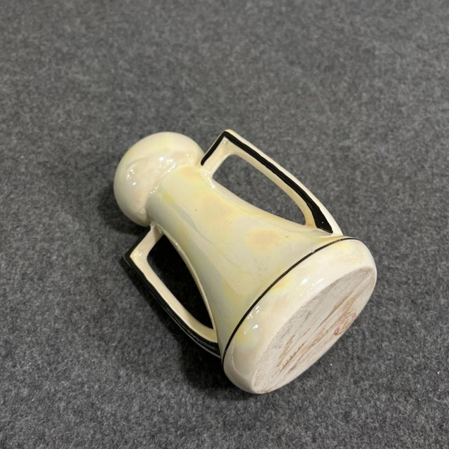 Ceramic Mid 20th Century Vintage Art Deco Lusterware Czech Pottery Vase For Sale - Image 7 of 9