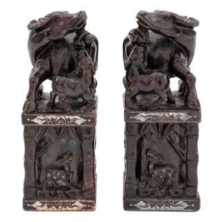 Chinese Carved Hardstone Large Chop Seals, Pair For Sale