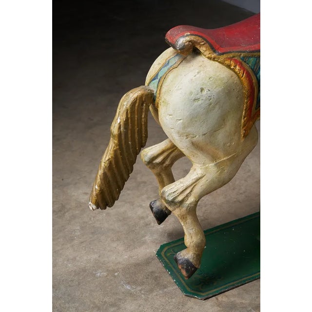 Antique Hand-Painted Wooden Carousel Horse with Saddle, 1920s For Sale - Image 10 of 12