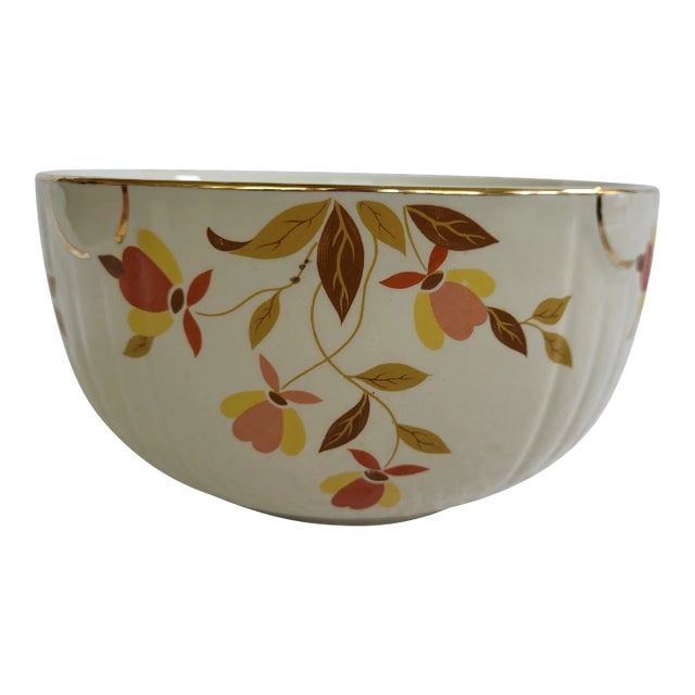 1930s/1940s Hall's Pottery Autumn Leaf Gold Rimmed Serving Bowl For Sale