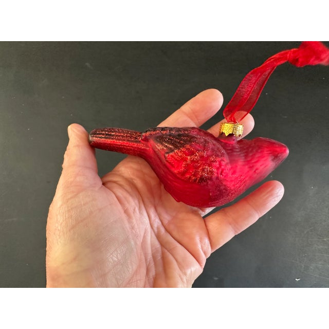 Red Cardinal Bird Glass Christmas Ornament For Sale - Image 9 of 10