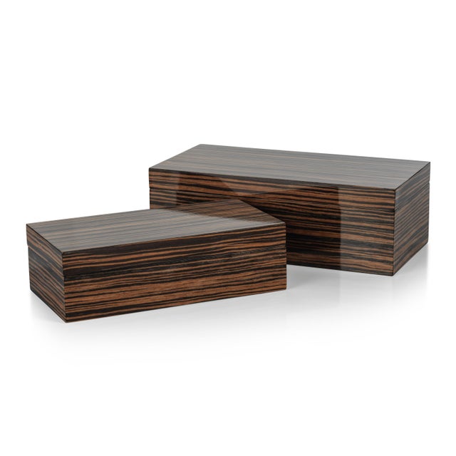Modern Alpertun Ebony Veneer Decorative Box, Large For Sale - Image 3 of 5