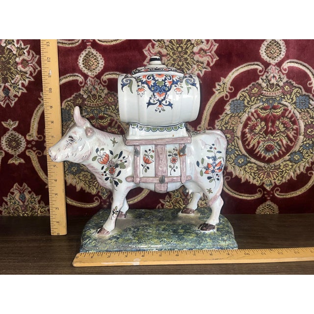 Mid 20th Century Mid 20th Century French Painted Faience Cow Creamer Dispenser For Sale - Image 5 of 7