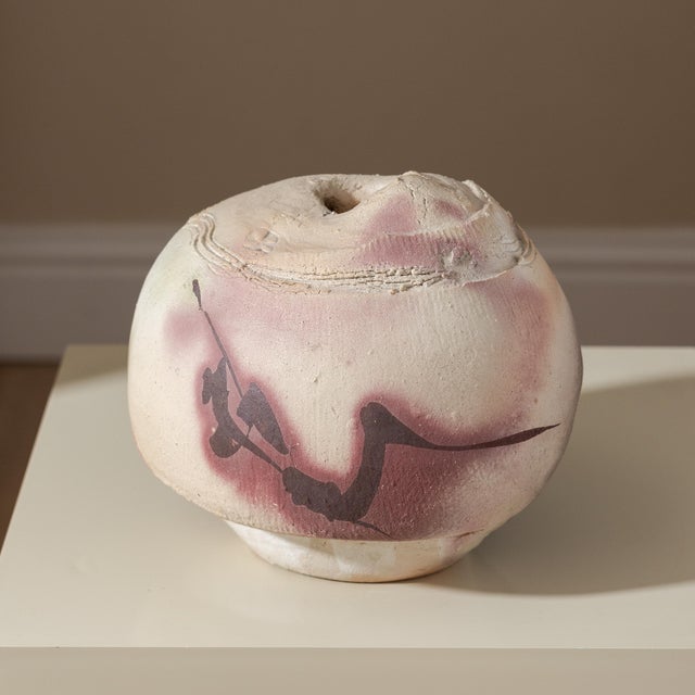 Cream Paul Soldner Abstract Expressionist Sculptural Ceramic Vessel For Sale - Image 8 of 14