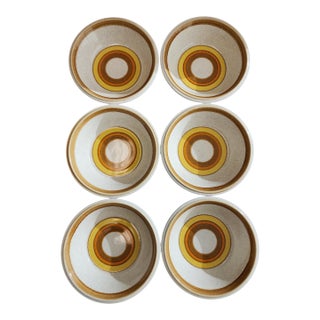 1970s Mikasa Stone Manor Sun Circles Bowls - Set of Six For Sale