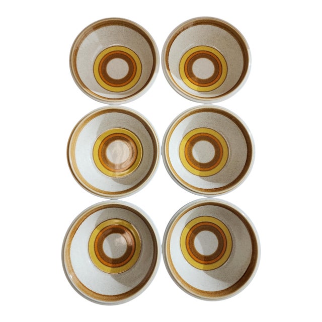 1970s Mikasa Stone Manor Sun Circles Bowls - Set of Six For Sale