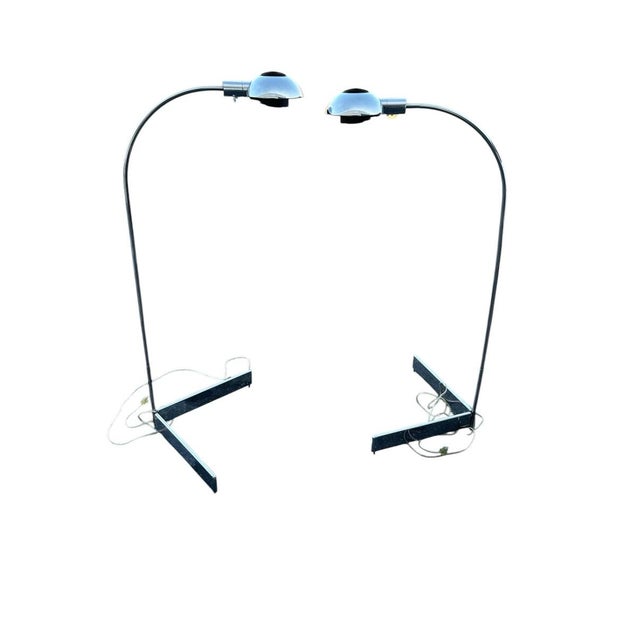 1970s Cedric Hartman stainless steel floor lamps. In excellent condition. They are both “marked”, as seen on the images.