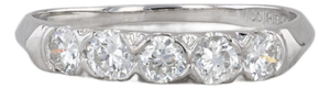 Vintage 0.60ctw Diamond Wedding Band 900 Platinum Size 7 Anniversary Ring