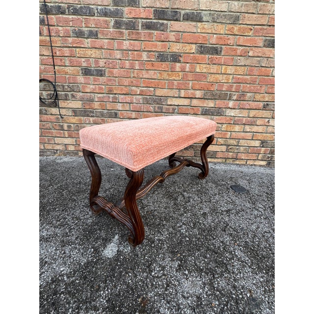 Textile Antique French Bench With New Upholstery For Sale - Image 7 of 10