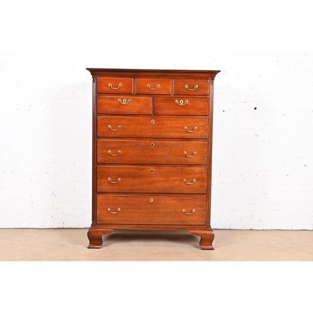 Kindel Furniture Georgian Carved Solid Mahogany Highboy Dresser For Sale - Image 12 of 12