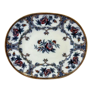 Antique Wedgwood Pearl-Ware Flow Blue Shannon Pattern Serving Platter From England - Circa 1850