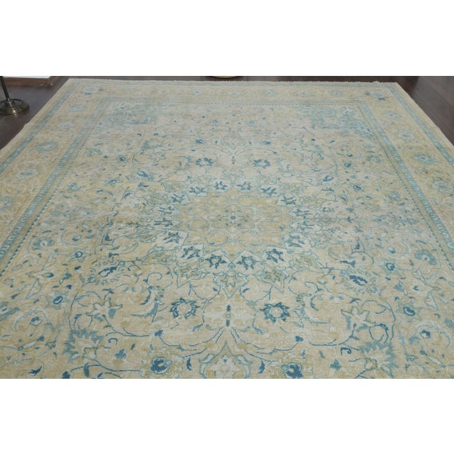 1970s Vintage Persian Handmade Wool Cotton Yellow Area Rug For Sale - Image 11 of 11